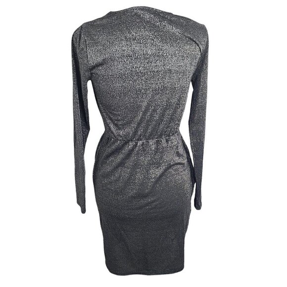 BCBGeneration Faux Wrap Black Metallic Cocktail Party Dress - Picture 2 of 9